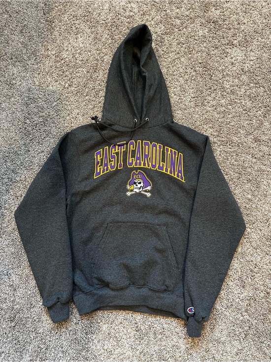 Champion Other - ECU Champion Dark Gray East Carolina Hoodie with Purple & Gold Logo